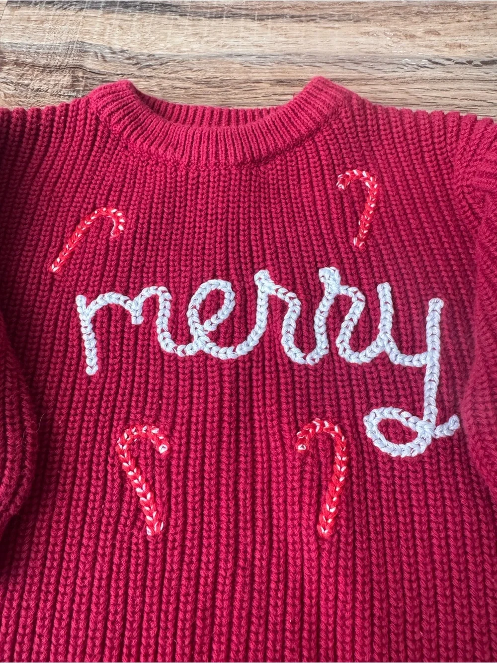 Red 'Merry' Knit Baby One-Piece Romper